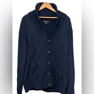 Banana Republic, Cardigan, Button Down, Men's XL, Navy Blue, 100% Cotton